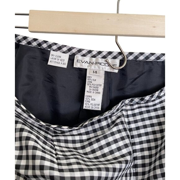 Evan-Picone Black & White Gingham 100% Silk Blend Pants Size 14 - Picture 3 of 3